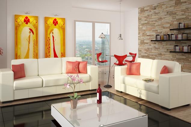 Białe meble pokojowe. Biała sofa w aranżacji nowoczesnego salonu